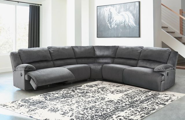 Signature Design by Ashley® Clonmel 5-Piece Charcoal Manual Reclining Curved Sectional-1