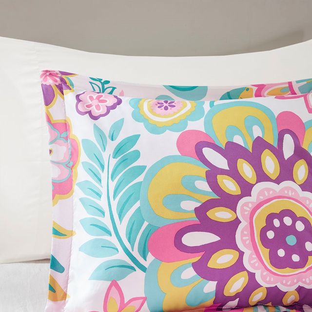 Olliix by Mi Zone Camille Pink Full/Queen Floral Comforter Set-3