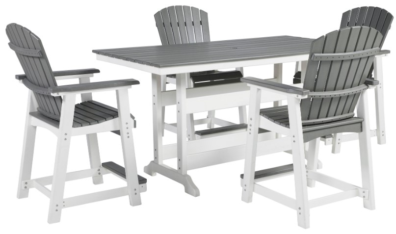Transville 5 Piece Outdoor Dining Set - Gray/White