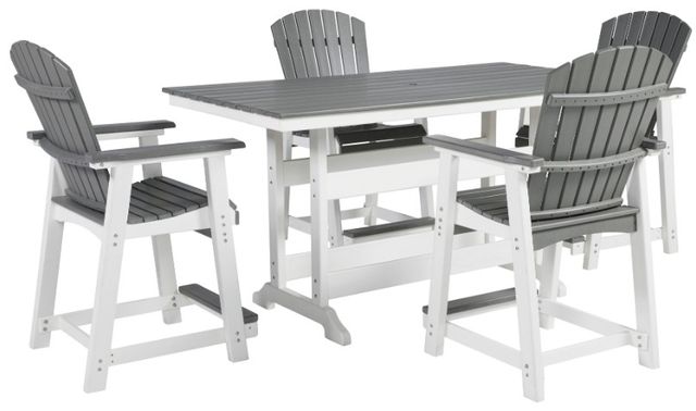 Transville 5 Piece Outdoor Dining Set - Gray/White