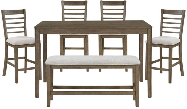Mazin Furniture 6-Piece Emilia Light Brown/Gray Counter Height Dining Room Set-0