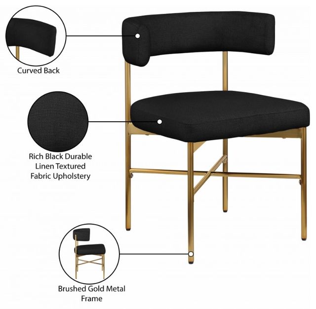 Meridian Furniture Rivage Black/Brushed Gold Upholstered Dining Side Chair-3