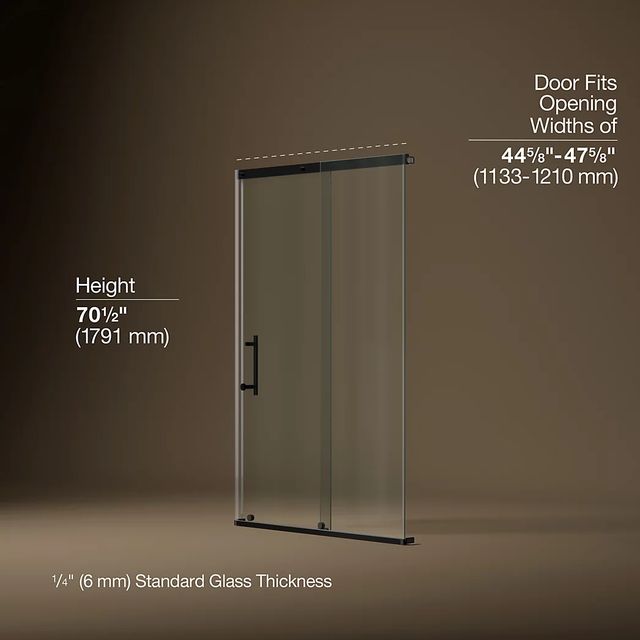 KOHLER Elate® Matte Black 71" x 45" - 47" Sliding Shower Door-2