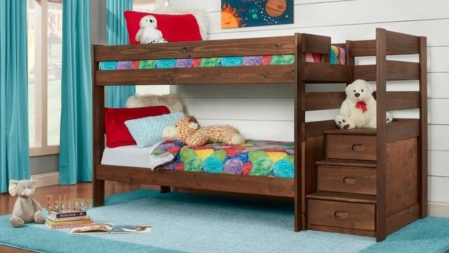 Twin/Twin Stairstep Chestnut Bunkbed-0
