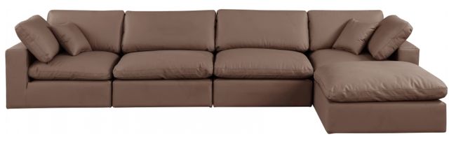 Meridian Furniture Comfy 5-Piece Brown Vegan Leather Sectional-1