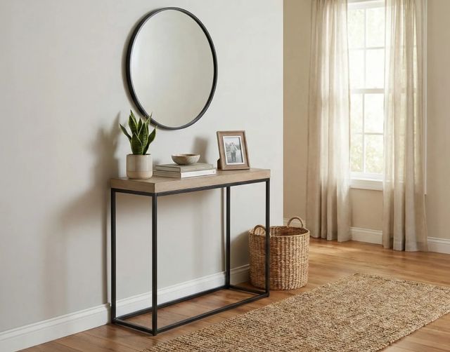 Sunny Designs™ Jax Brown Small Console Table with Black Base-1
