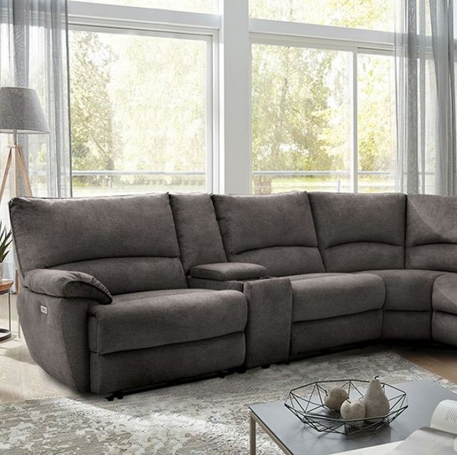 Furniture of America® Cerelia 6-Piece Gray Modular Power Reclining Sectional-1