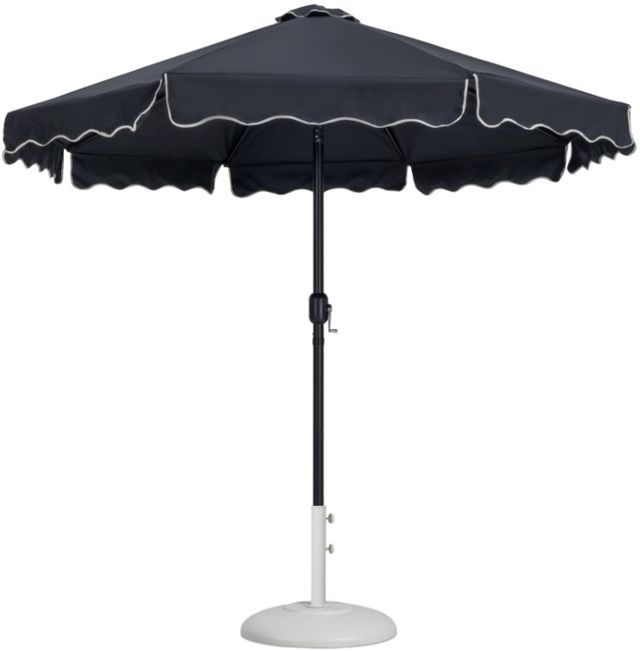 Meridian Furniture Amalfi Black/Matte Black Aluminum Outdoor Patio Umbrella and Round Base-0