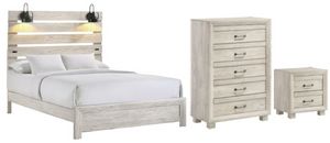 Elements International Fort Worth 3-Piece White Queen Bedroom Set