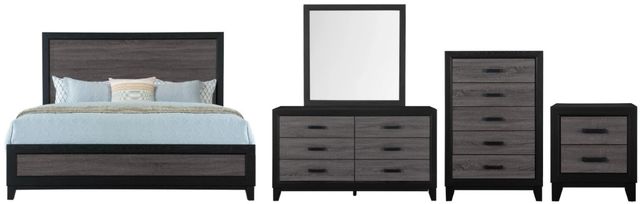 Global Furniture USA Lisbon 5-Piece Black/Dark Gray King Bedroom Set-0