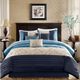 Olliix by Madison Park Serene 7 Piece Navy California King Embroidered Comforter Set-2