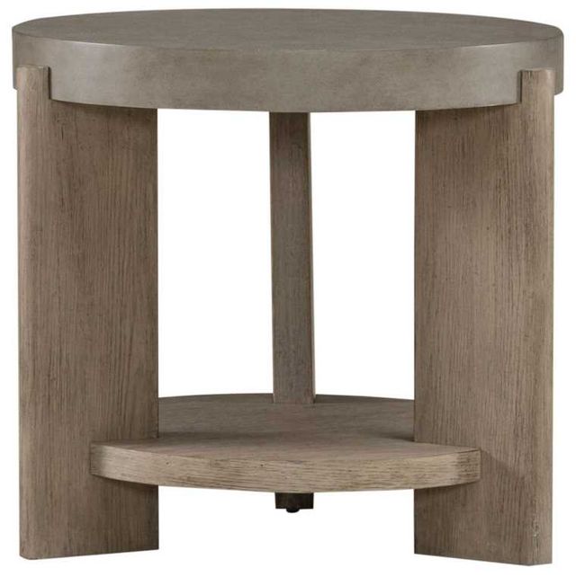 Liberty Furniture Affinity Gray Round End Table with Dusty Taupe Base-2