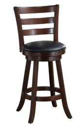 24" Solid Hardwood Ladder Back Swivel Barstool w/ Padded Upholstered Seat (Qty 2)-0