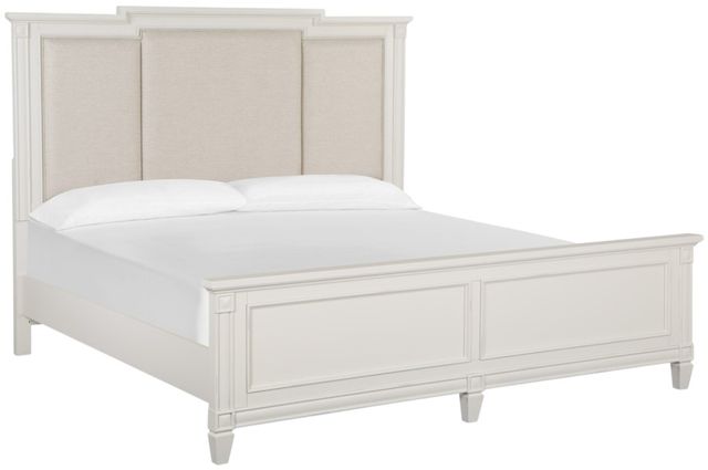 Magnussen Home® Willowbrook Egg Shell White/Natural King Upholstered Panel Bed-0