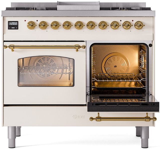 Ilve® Nostalgie II Series 40" Antique White Pro Style Dual Fuel Range-3