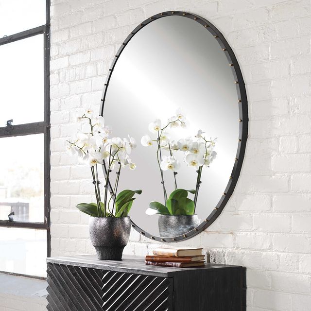Uttermost® Benedo Black Round Mirror-3