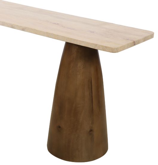 Home Trends & Design Breton Travertine Console Table with Walnut Base-2