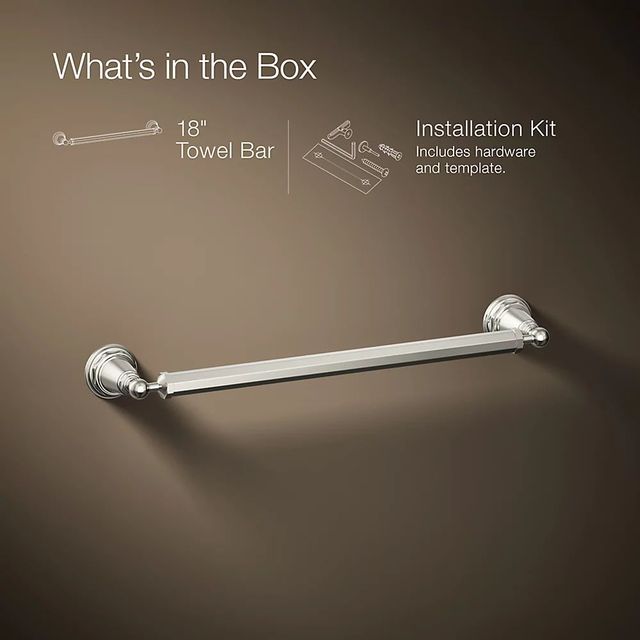 KOHLER® Pinstripe® Vibrant Polished Nickel 18" Towel Bar-3