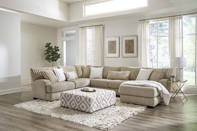 Albany Industries 3-Piece Tweed Toast Right-Arm Facing Chaise Sectional -1