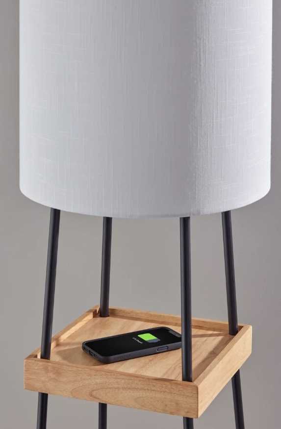 Adesso® Henry Black Shelf Floor Lamp-3