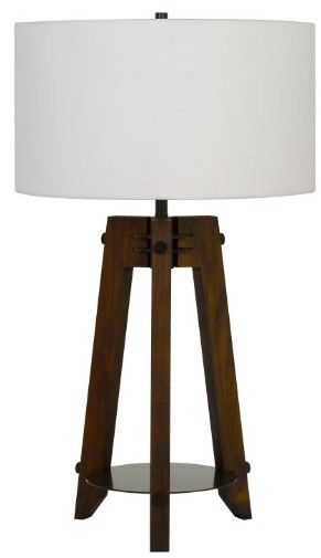 Cal® Lighting & Accessories Bilzen Walnut/White Ash Wood Tripod Table Lamp-0