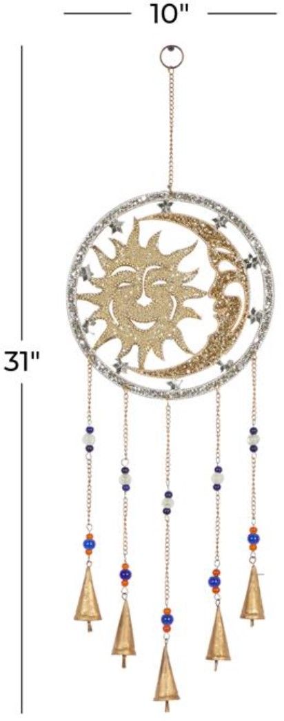 Deco Marche Moon and Sun Silver 31" Windchime-2