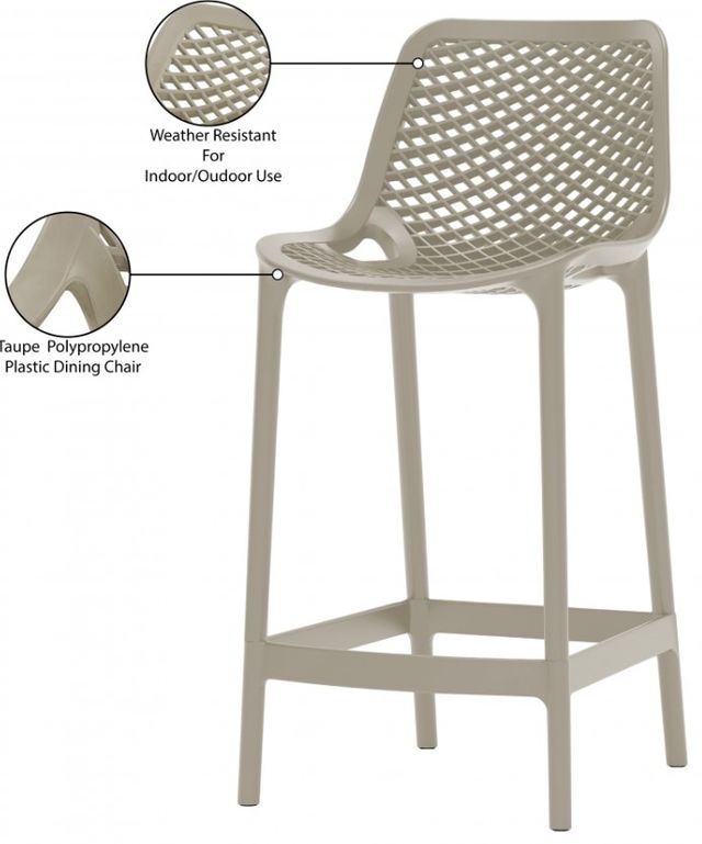 Meridian Furniture Mykonos Taupe Plastic Outdoor Patio Stool-3