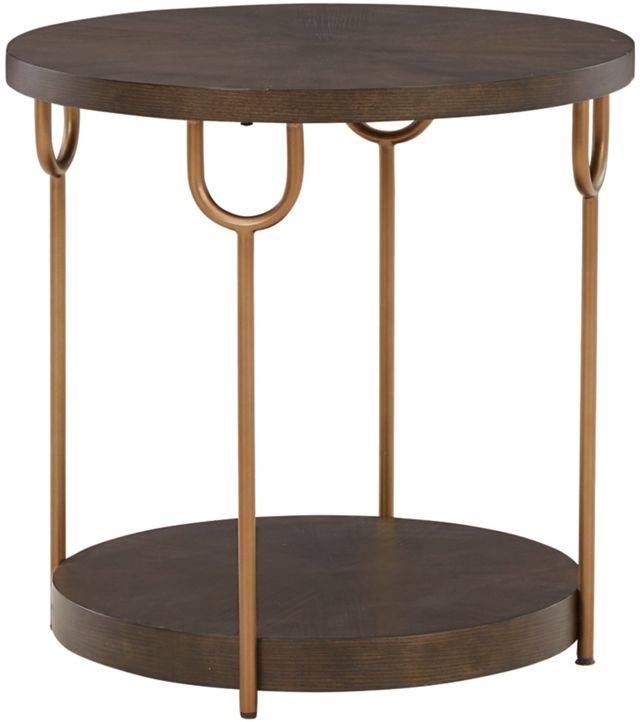 Signature Design by Ashley® Brazburn 3 Piece Dark Brown/Gold Living Room Table Set-2