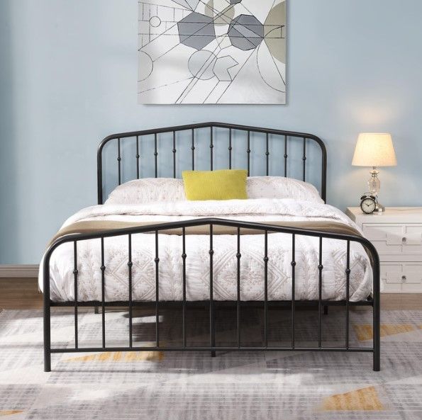 Milton Greens Stars Black Full Arc Metal Platform Bed-2