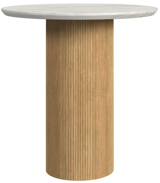 Elements International Sylvie 2-Piece White Faux Marble Top Occasional Table Set with Natural Base-3