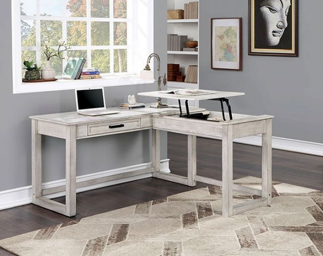 Furniture of America® Galarga Antique White Office Desk-2