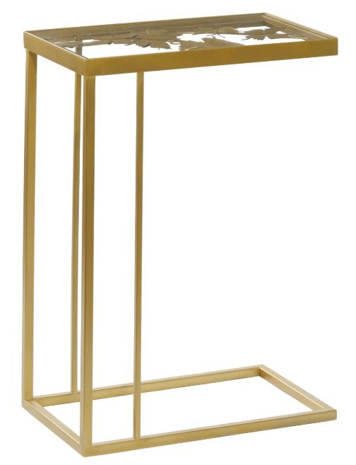 Deco Marche Clear Glass Top Rectangular Accent Table with Gold Base-0