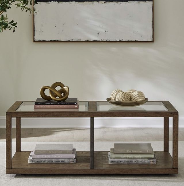 Liberty Furniture Bayhill Trellis Glass Top Cocktail Table with Black/Honey Base-1