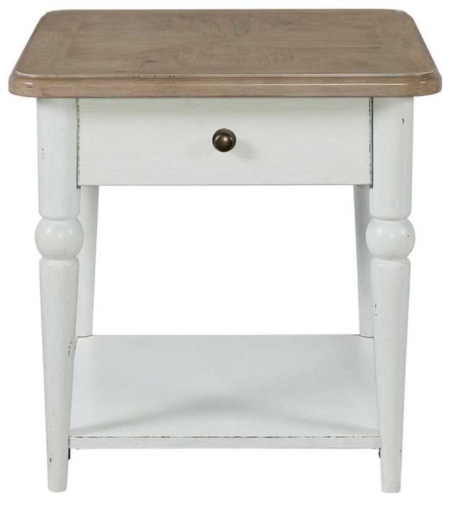 Liberty Furniture Turnberry Park Toasted Oat Rectangular End Table with Washed White Base-2