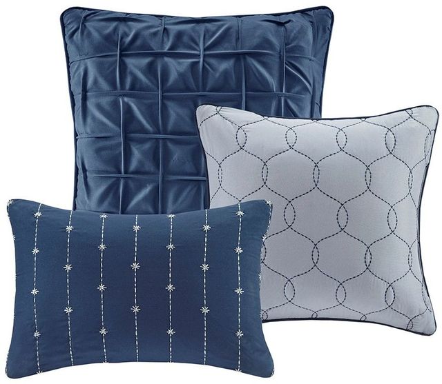 Olliix by Madison Park 7 Piece Navy Queen Walter Printed Seersucker Comforter Set-1