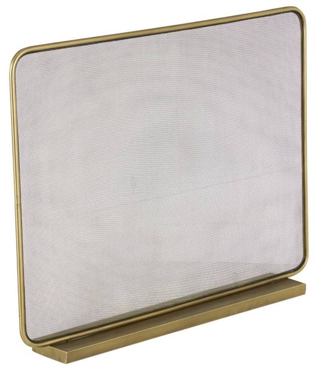 Deco Marche Gold Geometric 1-Panel Fireplace Screen with Rounded Edges and Rectangular Base-0