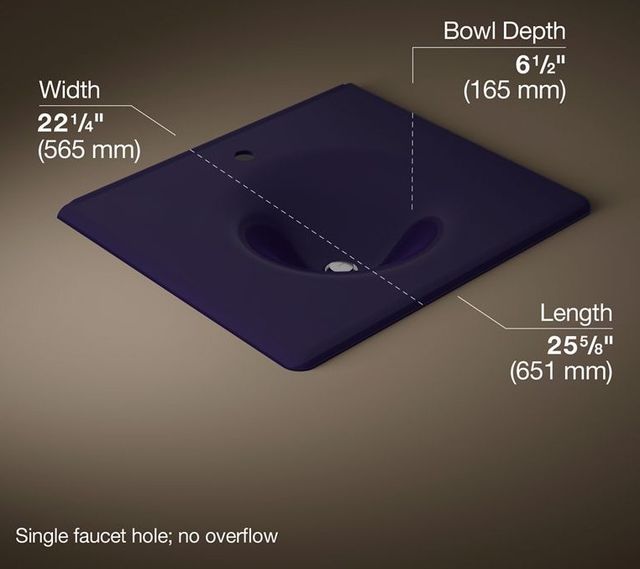 Kohler Iron/Impressions® Indigo Blue 25" Enameled Cast Iron Vanity Top with Integrated Round Sink-2