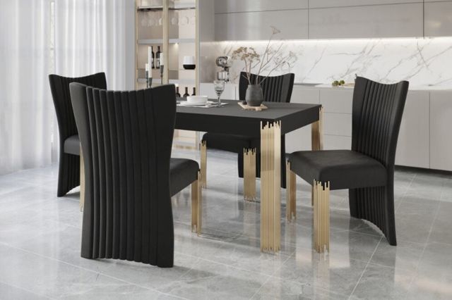 New Classic® Home Furnishings Empire 5-Piece Black/Gold Dining Table Set-1