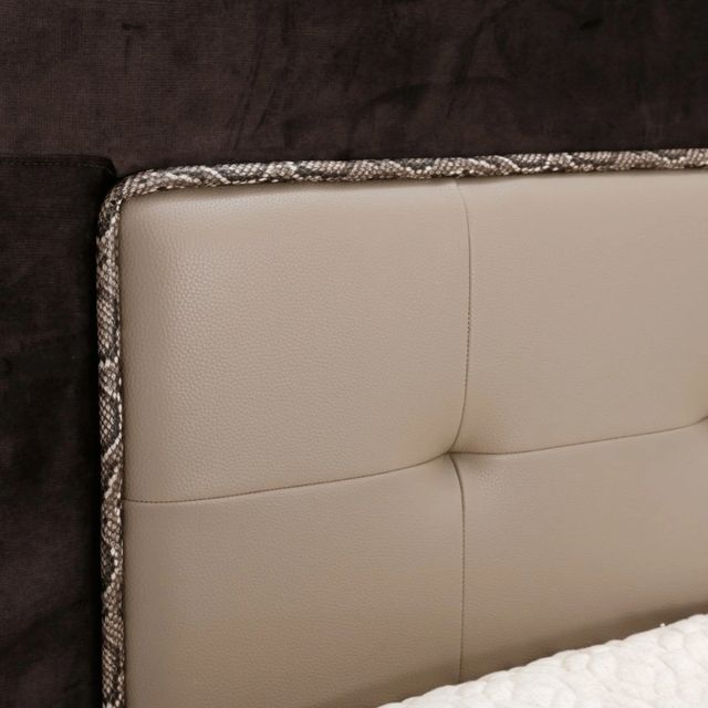 Michael Amini® 21 Cosmopolitan™ Pebble Grain Taupe/Umber California King Upholstered Panel Bed-2
