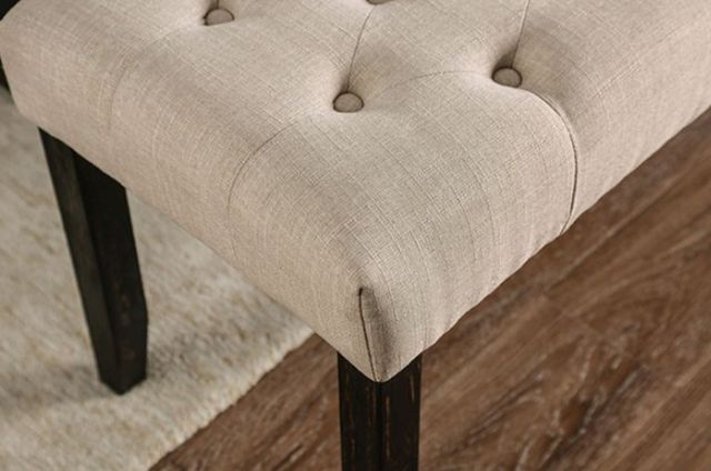 Furniture of America® Alfred Antique Black/Ivory Bench-3