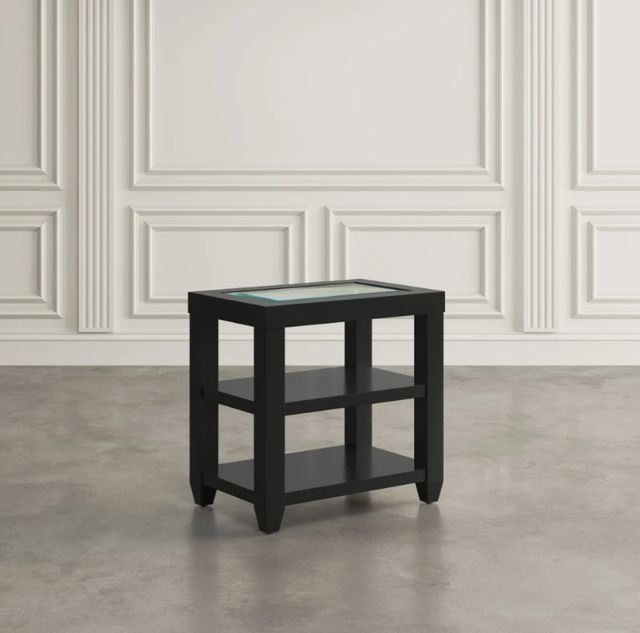 Jofran Inc. Urban Icon Glass Top Chairside Table with Black Base-1