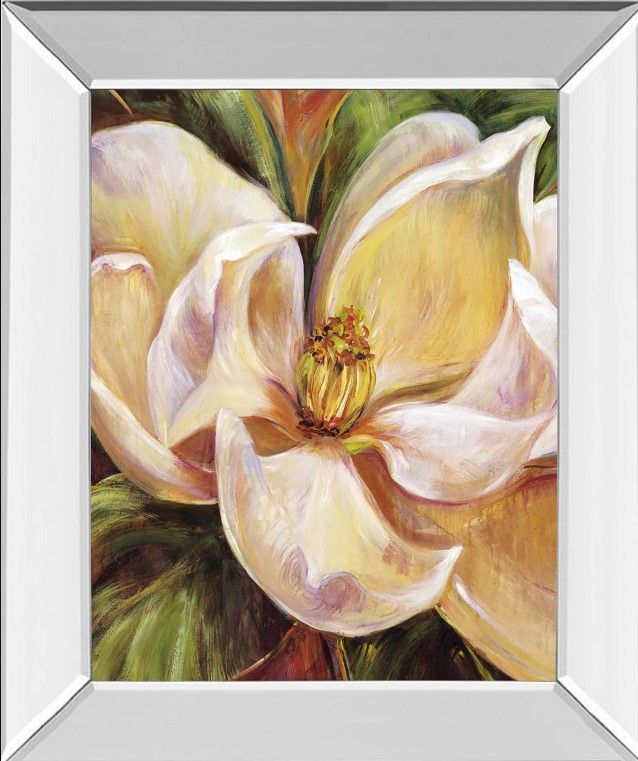 Classy Art Magnolia Glow I by Carson Mirror Framed Wall Art-1