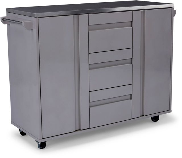 homestyles® Linear Gray/Stainless Steel Kitchen Cart-0