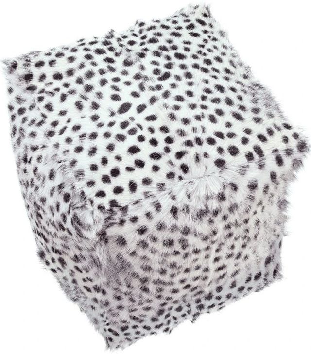 Moe's Home Collection Spotted Goat Fur Light Grey Pouf-2