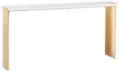 Lillian August Chloe White Marble Top Console Table with Brass Legs