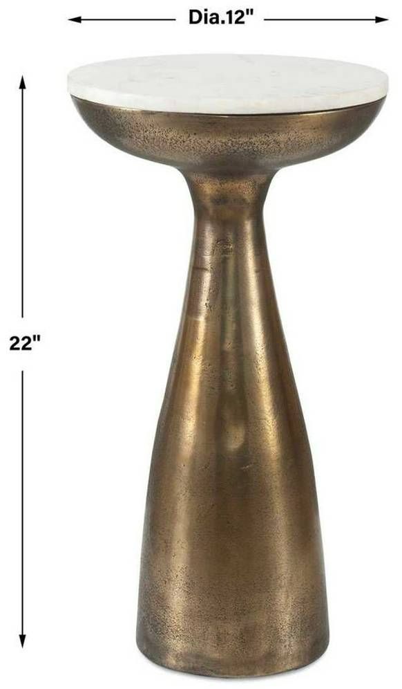 Uttermost® Torin White Indoor-Outdoor Drink Table with Antique Brass Base-2
