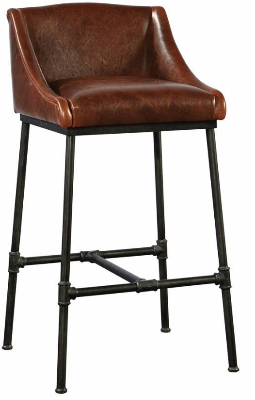 Furniture Classics Black/Brown Iron Pipe Bar Stool-0