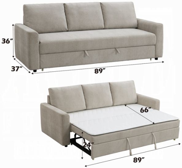 ACME Furniture Leira Beige Sleeper Sofa-2
