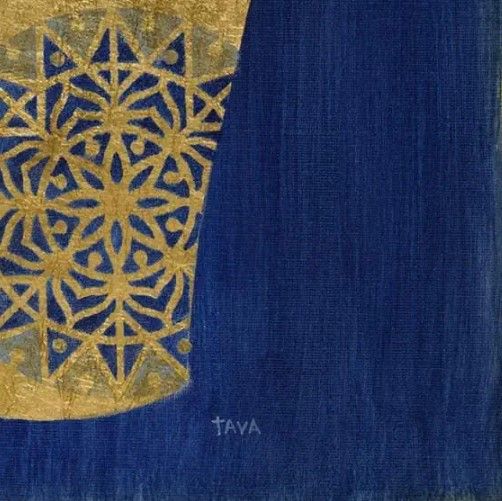 Classy Art Sapphire and Gold Urn II by Tava Studios Wall Art-1