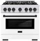 ZLINE Autograph Edition 36" Satin Stainless Steel Pro Style Gas Range with White Matte Door and Matte Black Accents-0
